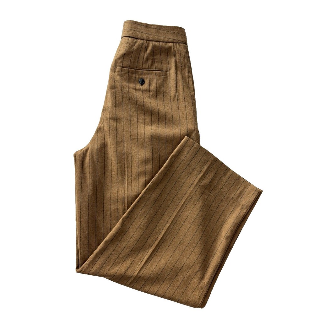 Madewell The High Rise Rosedale Straight Pant Womens 2 Brown Pinstripe Pleated 2 - Picture 3 of 16